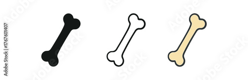bone skeletal limb icon on white background Black silhouette flat icon outline icon and colored icon style. three minimal vector icon style
