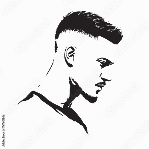 Minimalist Man Haircut Logo Illustration on white background