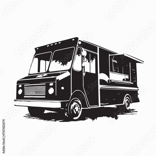 Food Truck Vector Illustration for Street Food and Catering isolated on white background