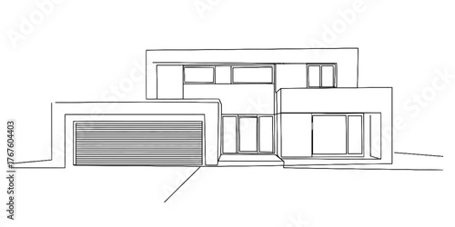 A continuous one line drawing of a modern house architectural sketch vector
