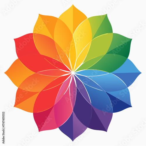 Colorful flower shape with gradient hues