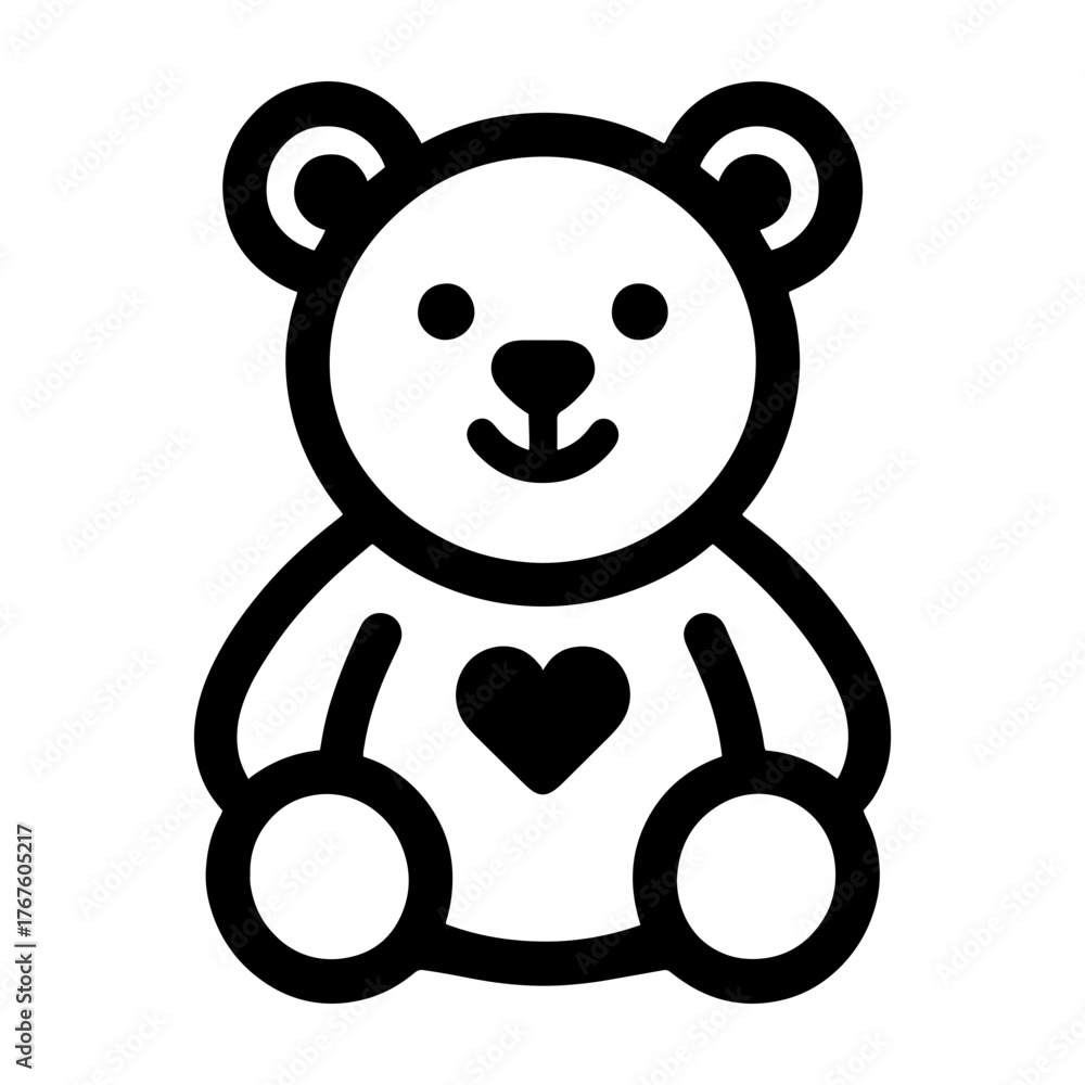 Naklejka premium teddy bear with heart on chest