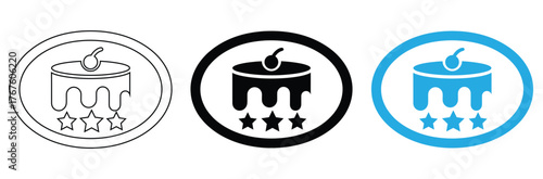 Delicious cake icon with three stars and cherry on top, representing quality and a sweet treat experience for celebrations and desserts