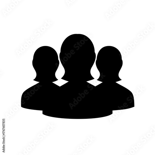 Black Silhouette of Three People Standing Together Representing a Team or Group