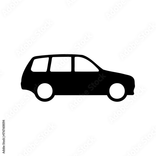 Silhouette of a station wagon car viewed from the side perspective