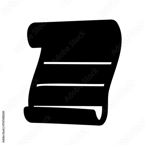 Old parchment scroll with three lines of text in classic style drawing