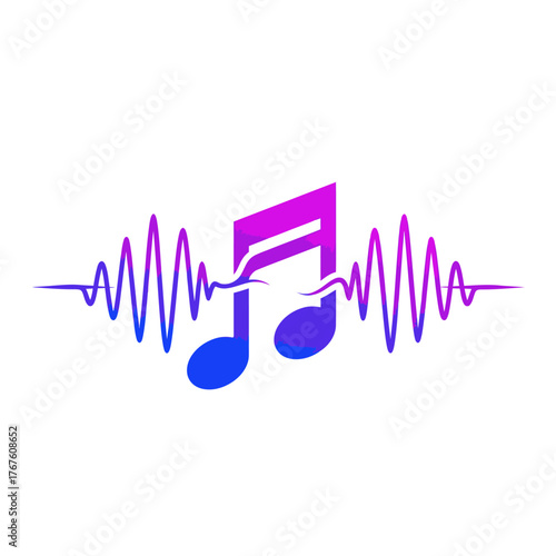 A stylized musical note with soundwave design, gradient colors, and modern aesthetic