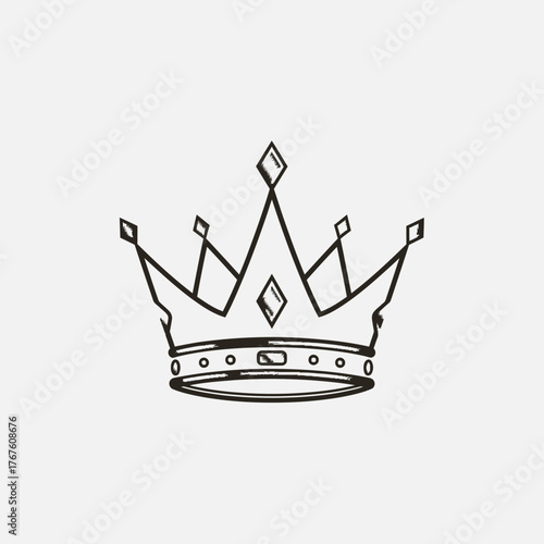 A regal crown sketch with diamond shapes, lines, and a basic design, set on a simple background