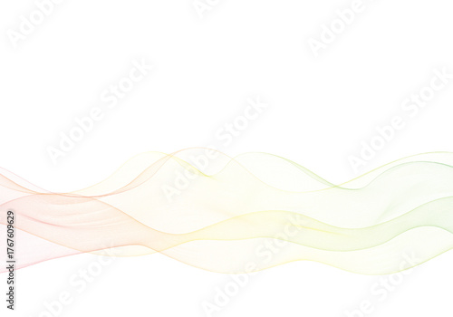 Multilayered wave creates a bright graceful background in red and green tones. Eps 10