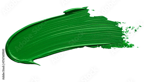 textured abstract green paint stroke isolated on transparent background, png