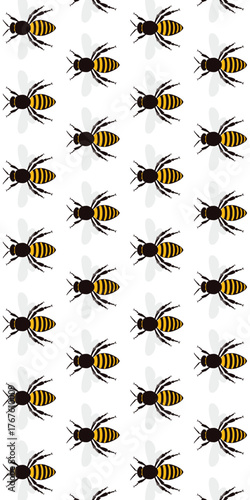 Seamless bee pattern background. Bee flat design.