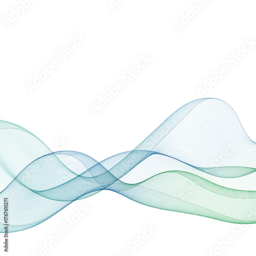 Intertwining abstract waves of blue-green gradient create an elegant futuristic background. Eps 10