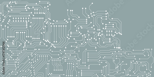 White technology on light blue background.