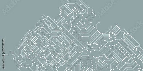 White technology on light blue background.