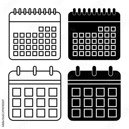Calendar Icons Set — Minimal, Clean, and Professional Vector Collection