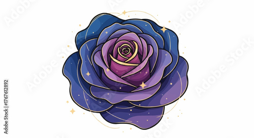 Enchanting rose blossom with celestial stardust, a symbol of love, magic and beauty