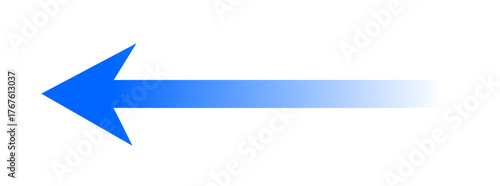 Blue gradient left arrow with soft fading tail, modern navigation symbol for direction icons, return buttons, and infographic design elements