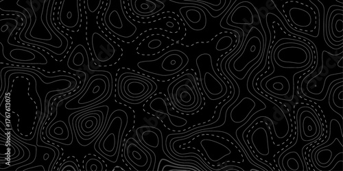 Topographic map patterns, topography line map. Vintage outdoors style. Topographic Map Seamless Pattern. Complex maze-inspired design with expressive black and white line artistry. 