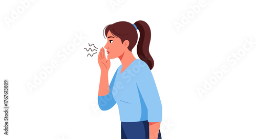 Woman Whispering Secret with Discretion, Sharing Confidential Information or Gossip in a Private Conversation, Portraying Subtle Communication and Hushed Dialogue