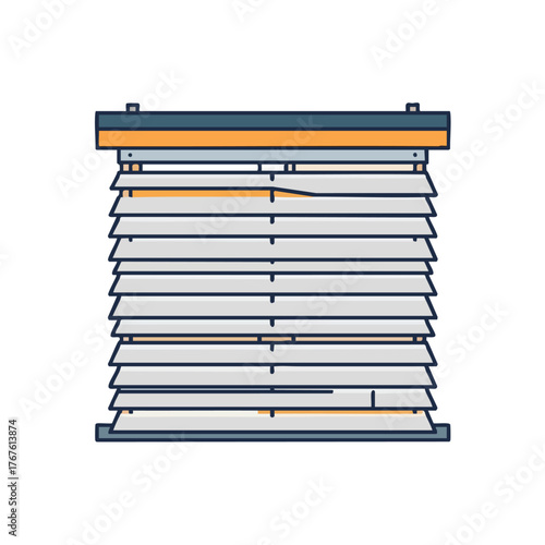 of window blinds in gray and blue.