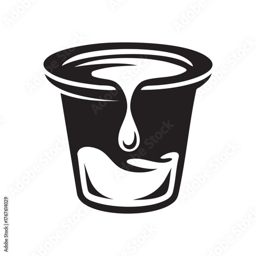 Tattoo Ink Cup with Dripping Liquid Monochromatic Vector Icon