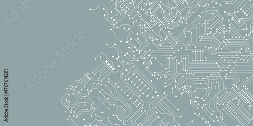 Abstract white circuit pattern on blue technology futuristic background.