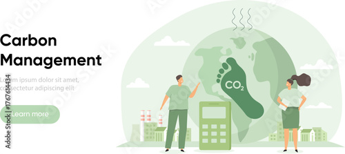 Carbon management and co2 reduction sustainability concept. ESG, green and sustainable industry vector illustration