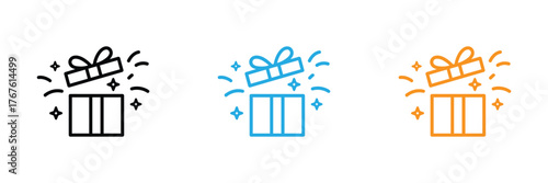 Evoke feelings of joy and celebration with this gift box icon set. Perfect for marketing, web design, or social media posts about presents and holidays.