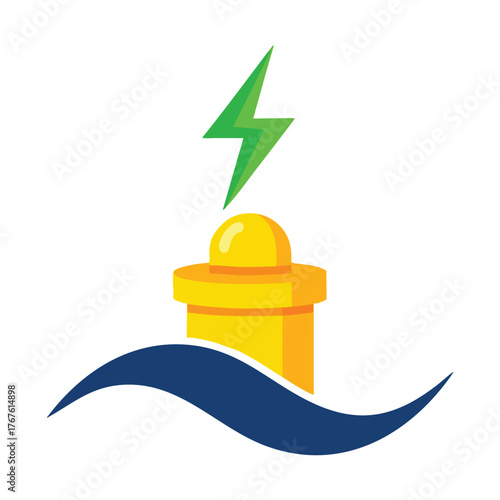 A yellow beacon with a green lightning bolt symbol.