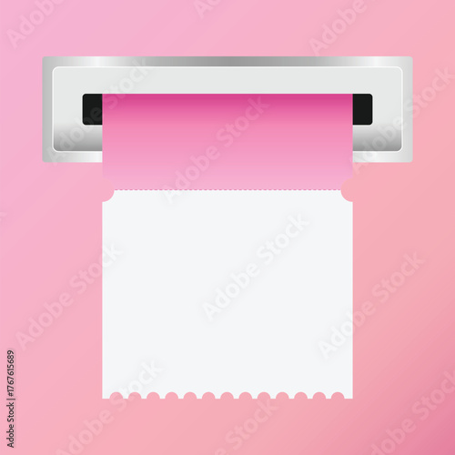 Pink Ticket Machine Vector Illustration