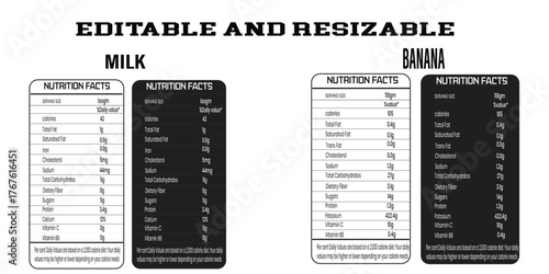 nutrition facts, nutrition facts label , supplement facts, nutrition label, milk nutrition facts, banana  nutrition facts,banana nutrition fact,milk nutrition fact.