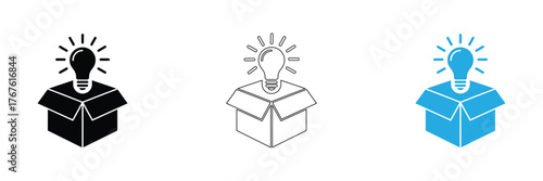 Unleash your next big idea with this striking visual representing innovation and creative breakthroughs emerging from an open box, perfect for business and startup concepts.