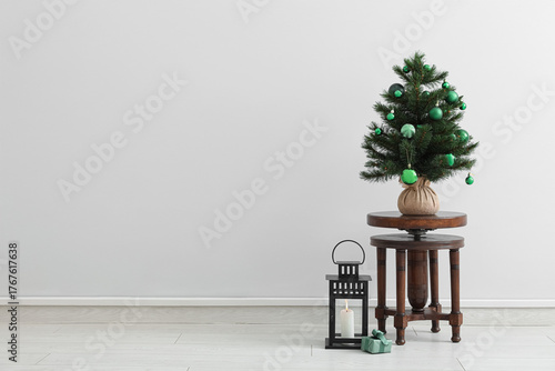 Christmas tree on table wit...