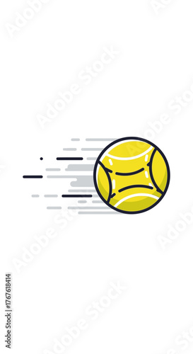 Animated Tennis Ball with Motion Lines Illustrating Speed and Movement.