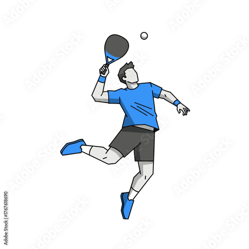 Dynamic Paddle Tennis Player in Mid-Air Strike.