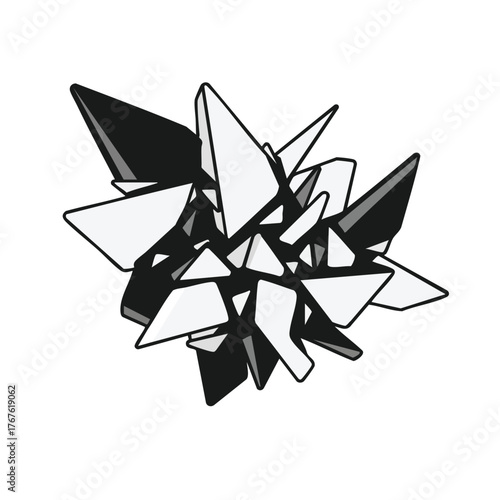 An abstract geometric shape composed of sharp, shattered shards.