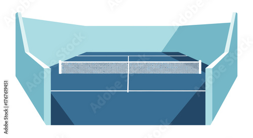 Squash Court Illustration - Indoor Sports Venue with Walls and Net.