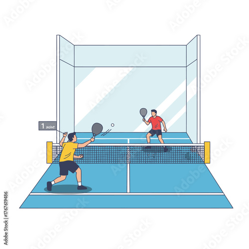 Squash Match in Action - Two Players Competing Vigorously.