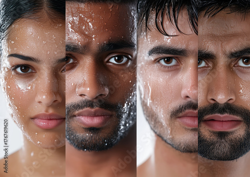 Striking close up of four diverse athletes