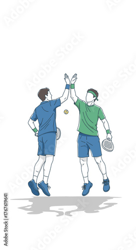 Two Squash Players High-Fiving After a Match.