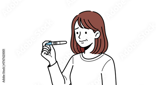 A worried woman holds a pregnancy test, displaying her anxious anticipation of the results