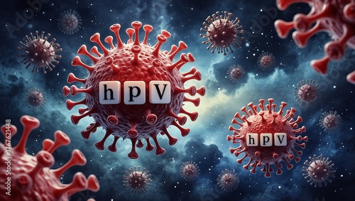 HPV Virus Concept — Human Papillomavirus Illustration