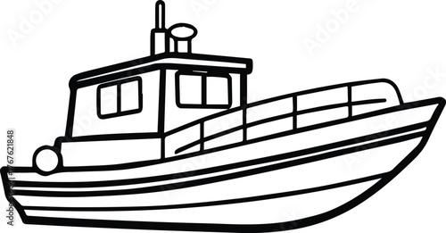 utility boat outline vector for marine service design