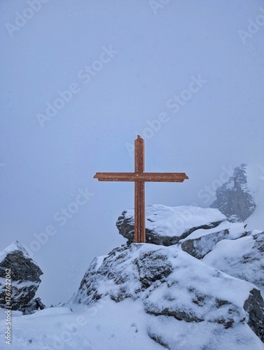 s. Mountain tour to a high peak over snow and glaciers. Mountain tour above Saas-Grund in Switzerland. High quality photo.