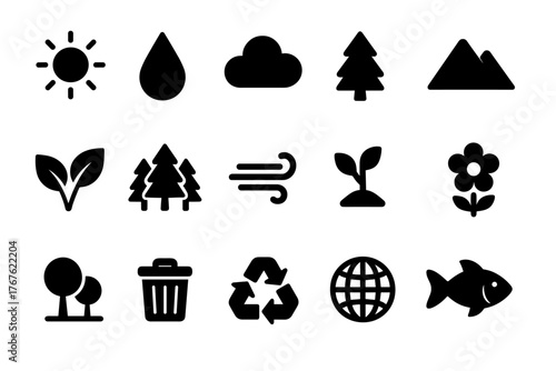 set of 1 2 ecology icons. vector illustration