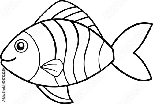 rainbow fish outline vector for aquatic and educational design