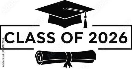 Class of 2026 graduation cap scroll vector illustration eps scalable graphic design