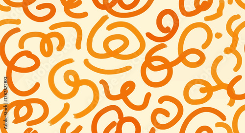 Abstract orange swirls on light background creating a playful and energetic design