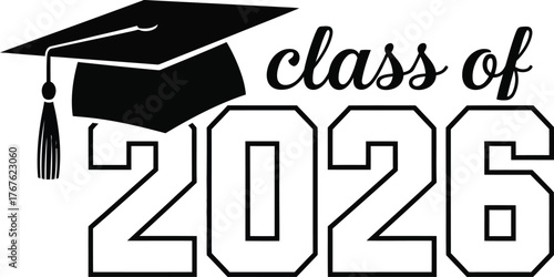 Class of 2026 graduation cap vector illustration scalable eps file
