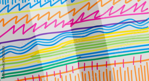 Playful spectrum of vibrant marker strokes on a crisp, textured surface full of imagination